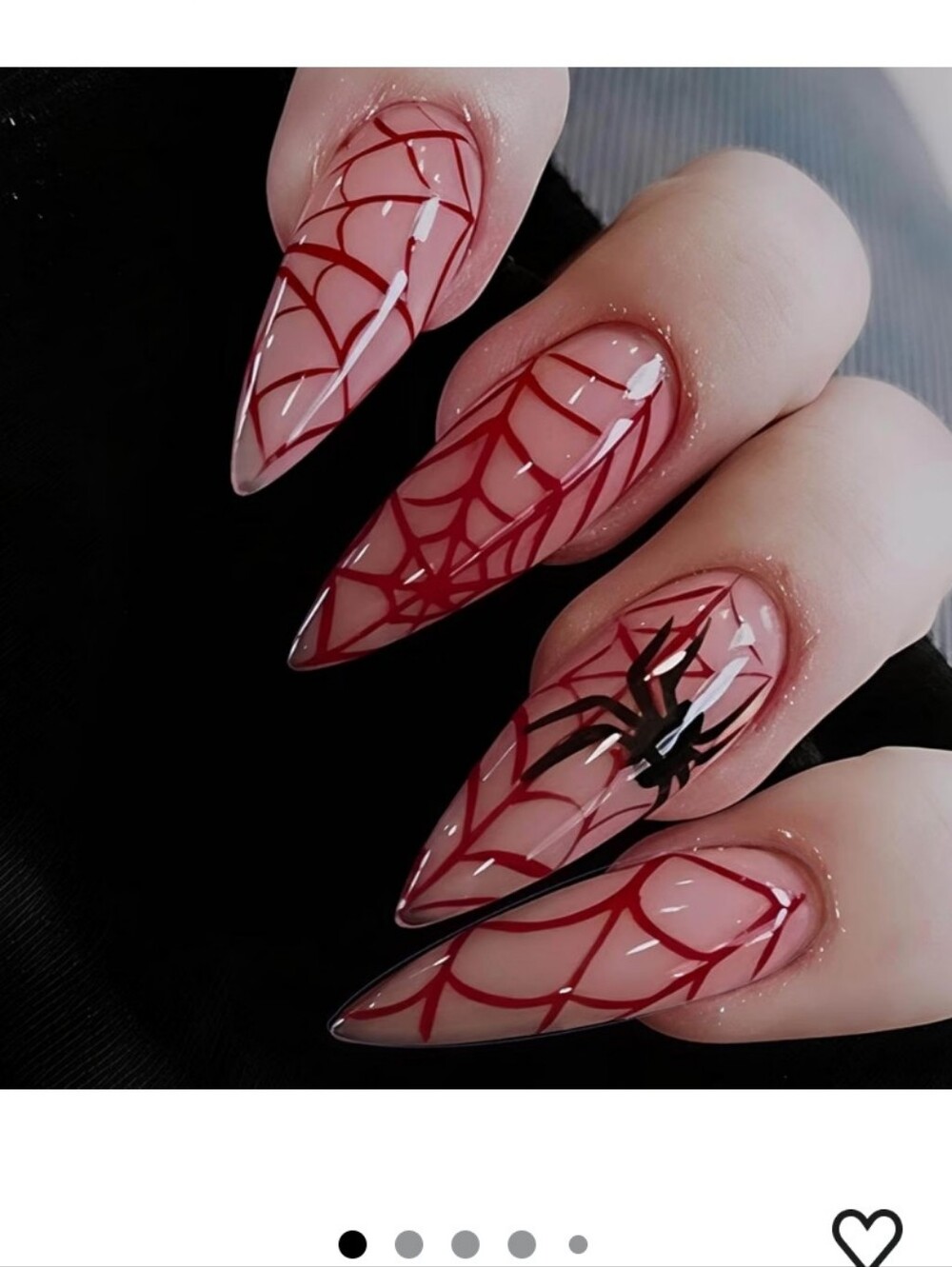 Stiletto Spider Web Acrylic Nails - Red and Black
